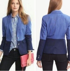 EUC BANANA REPUBLIC  COLORBLOCK WOOL BLEND JACKET BLAZER SZ 6